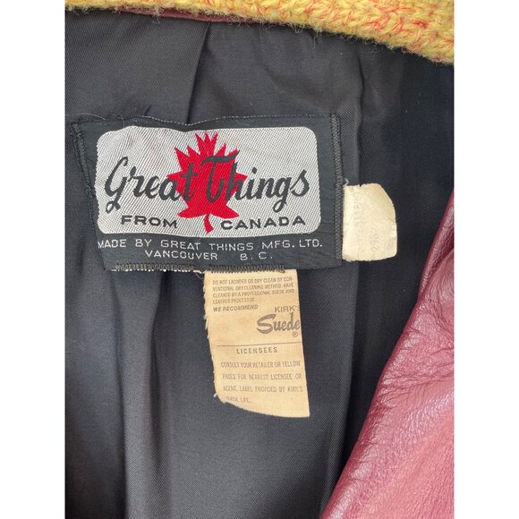 Vintage 1970s Great Things  Canada Burgundy Leather Jacket Mens 42 - Picture 2 of 16